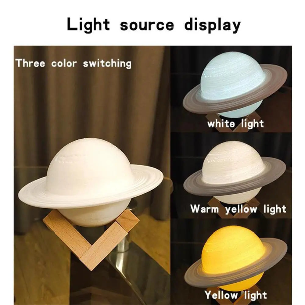 13/16/22cm 3D Print Saturn Night Lamp 16 Colors Remote Touch Control Bedside Lamp Bedroom Decoration Moon Light Children Gifts