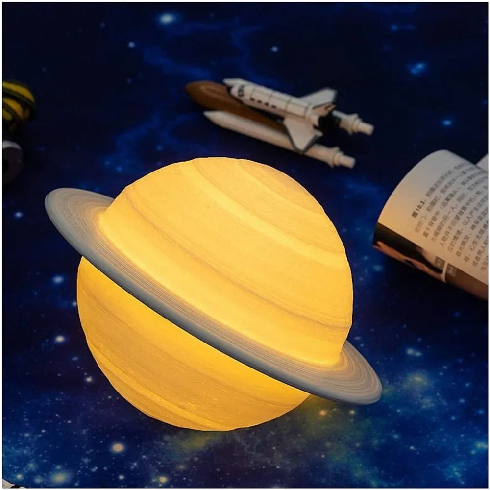 13/16/22cm 3D Print Saturn Night Lamp 16 Colors Remote Touch Control Bedside Lamp Bedroom Decoration Moon Light Children Gifts