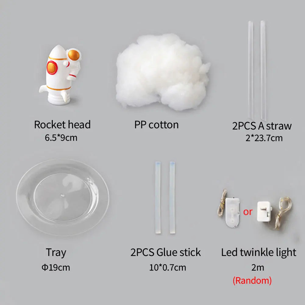 Creative Astronaut Night Light DIY Small Rocket Lamp Material Set 2M Space Themed LED Light String USB Charging Kids Home Decor